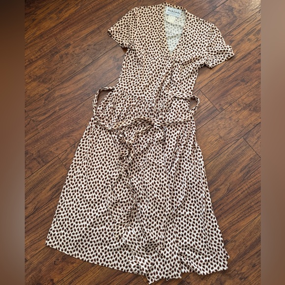 Vintage Diane Von Furstenberg Leopard Midi Jersey Wrap Dress 70s Cotton | 6 - Picture 6 of 7
